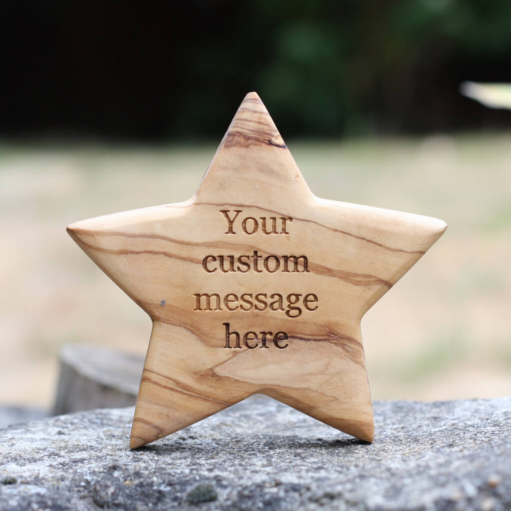 Custom Personalised Olive Wooden Star
